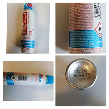 Photo de l’avis officiel: BOROTALCO Active Spray déodorant — risque: Risque chimique (A12/02438/23)
