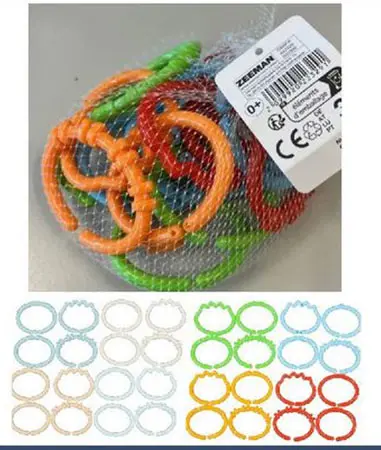 Photo from the official notice: Zeeman Anneaux chainon plastic rings toy — cuts & injuries risk
