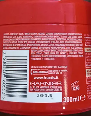 Photo de l’avis officiel: Garnier Fructis Masque capillaire — risque: Risque chimique
