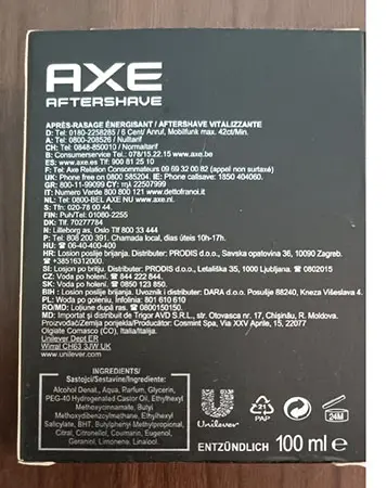 Foto dell’avviso ufficiale: Axe Peace Axe Shave Dopobarba — rischio: Rischio chimico