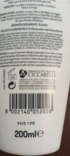 Foto dell’avviso ufficiale: CERA DI CUPRA Ricetta di bellezza Latte detergente — rischio: Rischio chimico