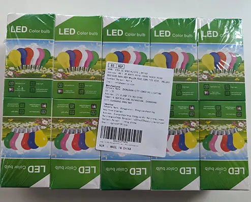 Foto do aviso oficial: Huoqilin Colored LED Bulb Lâmpada LED — risco: Choque elétrico
