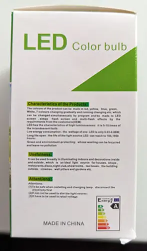 Foto do aviso oficial: Huoqilin Colored LED Bulb Lâmpada LED — risco: Choque elétrico