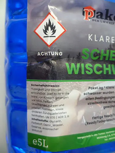 Photo from the official notice: Klare Sicht Scheibenwischwasser, Kiefernduft car windscreen wash — chemical risk