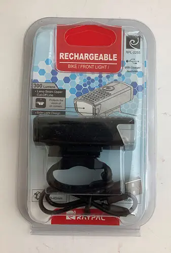 Foto uit de officiële melding: RAYPAL Rechargeable Bike/Front/light Fiets LED lamp — risico: Milieu