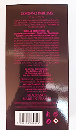 Photo de l’avis officiel: GORDANO PARFUMS Giselle Sorentini 163 Eau de toilette — risque: Risque chimique
