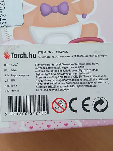 Foto do aviso oficial: Baby Boneca de plástico — risco: Químico (A12/02518/23)