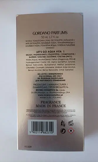 Photo de l’avis officiel: GORDANO PARFUMS Eau de toilette pour homme — risque: Risque chimique