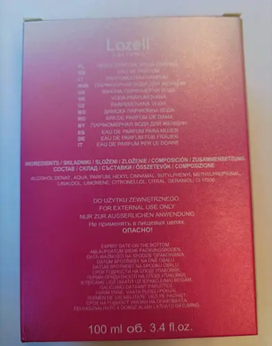 Photo de l’avis officiel: Lazell Varsovie Eau de Parfume for Women — risque: Risque chimique