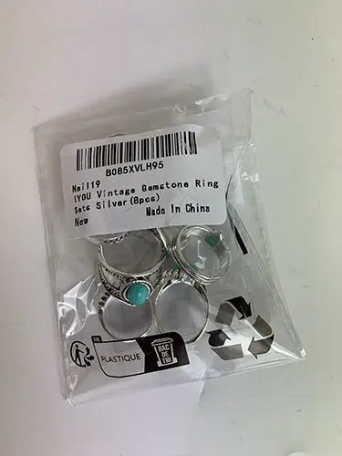 Photo from the official notice: IYOU Vintage ädelsten ring set silver snidade turkos knoge stapelbara ringar boho mellanringar smyck set of ri — chemical risk