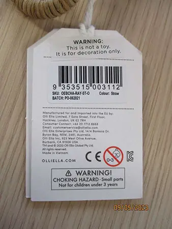 Foto do aviso oficial: Olliella Raya Rattle Chocalho de brinquedo — risco: Engasgamento