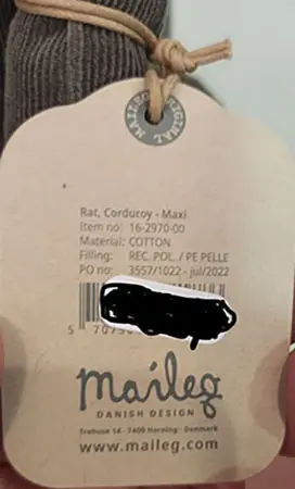 Photo de l’avis officiel: Maileg Rat, Corduroy - Maxi Jouet doux — risque: Étouffement