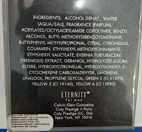 Photo de l’avis officiel: Calvin Klein Eternity for men Eau de Toilette — risque: Risque chimique (A12/02582/23)
