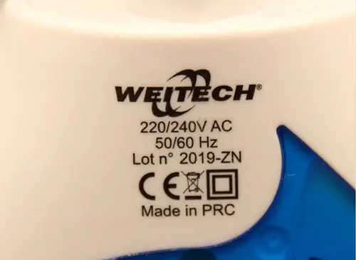 Photo de l’avis officiel: Weitech Hyönteistentuhooja Tueur d’insectes — risque: Choc électrique