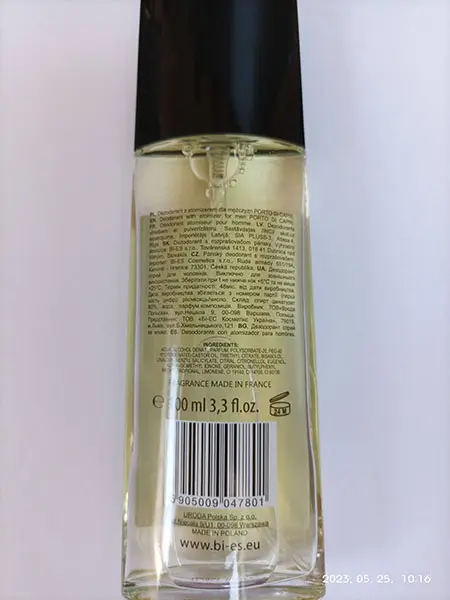 Foto del aviso oficial: Bi es Porto Di capri for man deodorant natural spray Spray desodorante — riesgo: Riesgos químicos