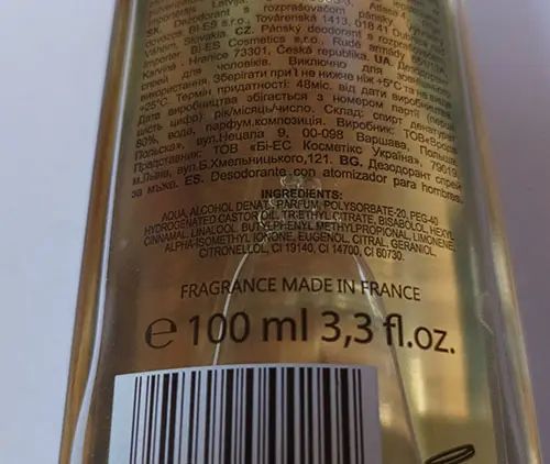Photo de l’avis officiel: BI-ES Ego for men Spray déodorant — risque: Risque chimique