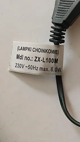 Photo from the official notice: Lampki choinkowe led lighting chain — electric shock risk (A12/02646/23)