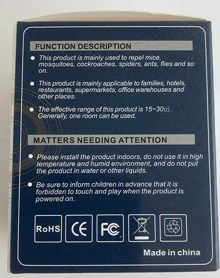 Photo from the official notice: Ultrasonic Ultrasonic night lamp with insect repellent — environment risk