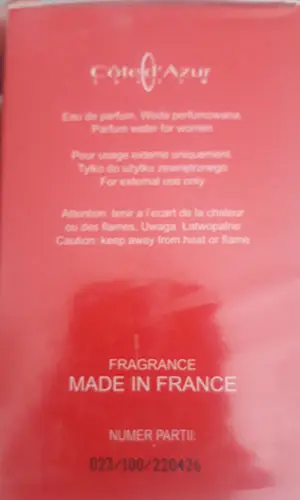 Foto dell’avviso ufficiale: Cote D'Azur Gepardo Red Women Profumo — rischio: Rischio chimico