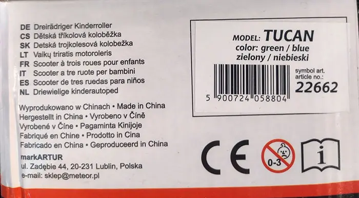 Photo de l’avis officiel: METEOR Scooter de jouets — risque: Blessures