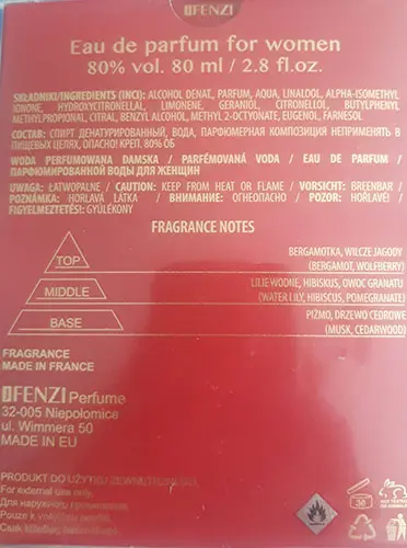 Foto do aviso oficial: JFENZI One Pearl for women Perfumes — risco: Químico