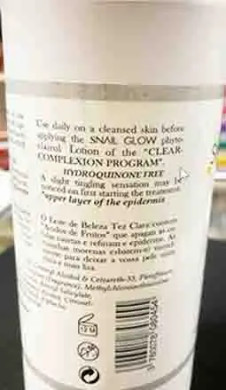 Photo de l’avis officiel: Snail Glow clear complexion body lotion Lotion pour le corps — risque: Risque chimique