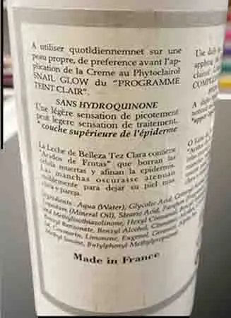 Photo de l’avis officiel: Snail Glow clear complexion body lotion Lotion pour le corps — risque: Risque chimique