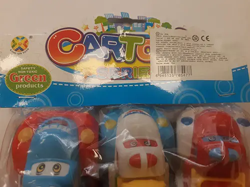 Photo from the official notice: KANG XIN TOYS Cartoon series machine toy set — choking risk