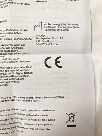 Photo from the official notice: NFC Desktop Bluetooth Receiver — environment risk