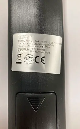 Photo de l’avis officiel: Remote control Télécommande — risque: Environnement (A12/02710/23)