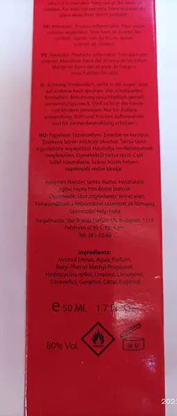 Photo de l’avis officiel: U.S. PRESTIGE Red Eau de Parfum - women — risque: Risque chimique