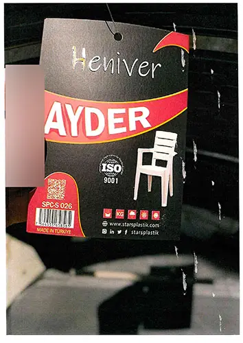 Photo de l’avis officiel: Ayder Chaise en plastique — risque: Blessures
