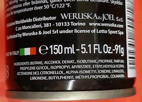 Photo de l’avis officiel: Lotto Speed - Energy Spray déodorant — risque: Risque chimique
