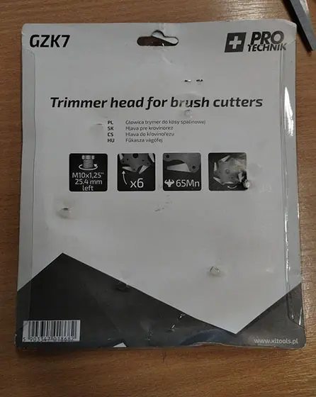 Zdjęcie z oficjalnego zgłoszenia: PRO TECHNIK Trimmer head for brush cutters Mocowanie do noży pędzla — ryzyko: Urazy