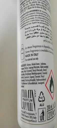 Photo de l’avis officiel: Comin parfum Charman Spray déodorant — risque: Risque chimique