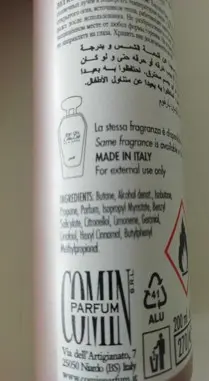 Photo de l’avis officiel: Comin parfum ELY LU’ Spray déodorant — risque: Risque chimique