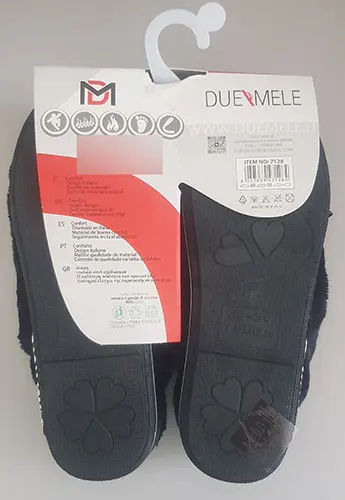 Photo de l’avis officiel: DUE MELE DM home Chaussons — risque: Risque chimique