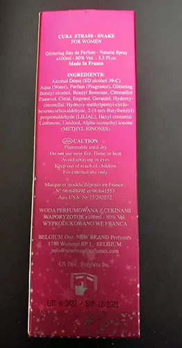 Photo de l’avis officiel: CUBA Parfum — risque: Risque chimique