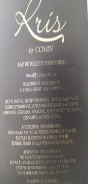 Photo de l’avis officiel: Comin parfum Kris — risque: Risque chimique (A12/02860/23)