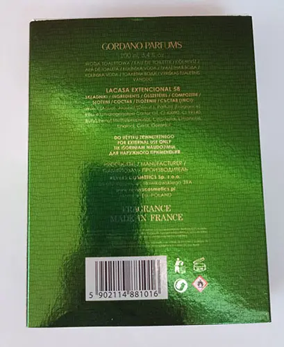 Foto dell’avviso ufficiale: GORDANO PARFUMS Lacasa Extencional Eau de toilette — rischio: Rischio chimico