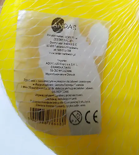 Foto dell’avviso ufficiale: ANDAR Zestaw kaczek Giocattolo di plastica — rischio: Rischio chimico