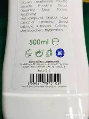 Photo from the official notice: Setablu Crema fluida corpo agli estratti di olio d'oliva body lotion — chemical risk