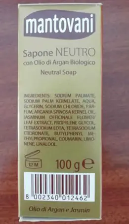 Foto dell’avviso ufficiale: Mantovani Sapone neutro con olio di argan biologico — rischio: Rischio chimico