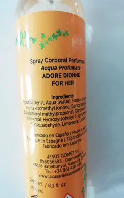 Photo de l’avis officiel: Laura Rossi ADORE DIONNE Parfum — risque: Risque chimique