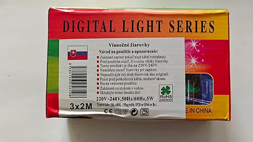 Foto do aviso oficial: LED decorative lights Corrente de iluminação — risco: Choque elétrico (A12/02951/23)