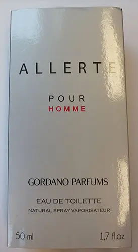 Foto dell’avviso ufficiale: GORDANO PARFUMS Allerte 35 Profumo — rischio: Rischio chimico (A12/02956/23)