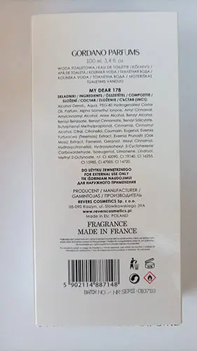 Foto dell’avviso ufficiale: GORDANO PARFUMS My Dear 178 Eau de toilette — rischio: Rischio chimico (A12/02895/23)