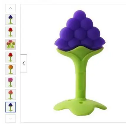 Foto do aviso oficial: Bébé silicone anneau de dentition enfants mâcher dents jouets fruit bite sans Anel de dentição — risco: Engasgamento