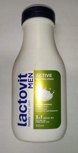 Foto uit de officiële melding: Lactovit  men Active revitalizing 3 in 1 shower gel Douchegel — risico: Chemische risico's