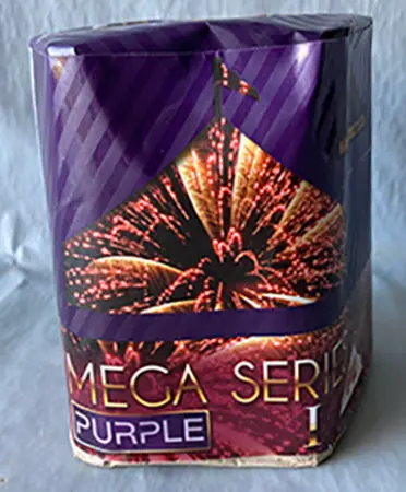 Foto dell’avviso ufficiale: Fyrværkerieksperten a/s Mega Series Purple 1 Fuochi d'artificio — rischio: Ustioni & Lesioni